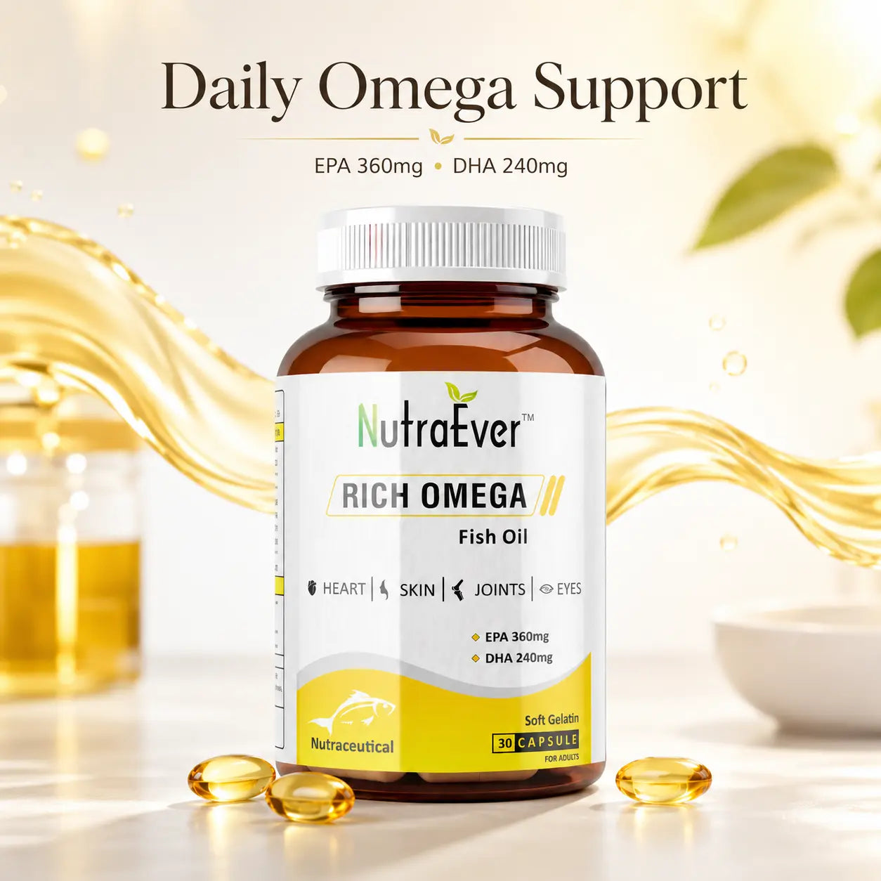 NutraEver Rich Omega Fish Oil 1000mg | EPA + DHA Softgels